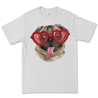 Dove Grey pug with love glasses Premium Tee - RanaPortraitStore
