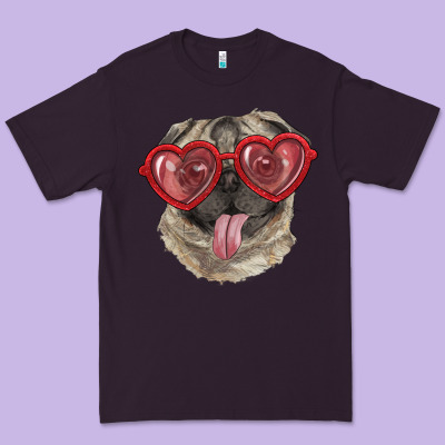 Pug With Love Glasses Premium Tee Designed By Ranaportraitstore