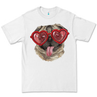 White pug with love glasses Premium Tee - RanaPortraitStore