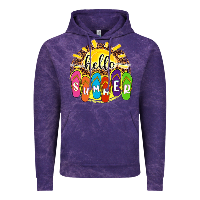 Hello Summer With Flip Flops Vintage Hoodie by NancyCooperArtShop | Teevron