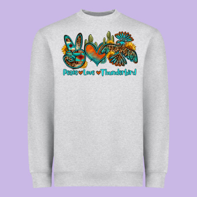 Peace Love Thunderbird Heavyweight Sweatshirt Designed By Oliviacreatesart