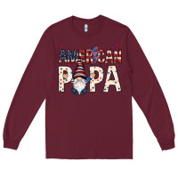 Burgundy American papa with gnome 4th of july Long Sleeve Tee - HowdyJamesFarm