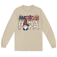 Mushroom American papa with gnome 4th of july Long Sleeve Tee - HowdyJamesFarm