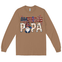 Toasted Coconut American papa with gnome 4th of july Long Sleeve Tee - HowdyJamesFarm