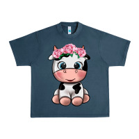 Midnight Navy cute cow Urban Heavy Tee - texasbilliewilder