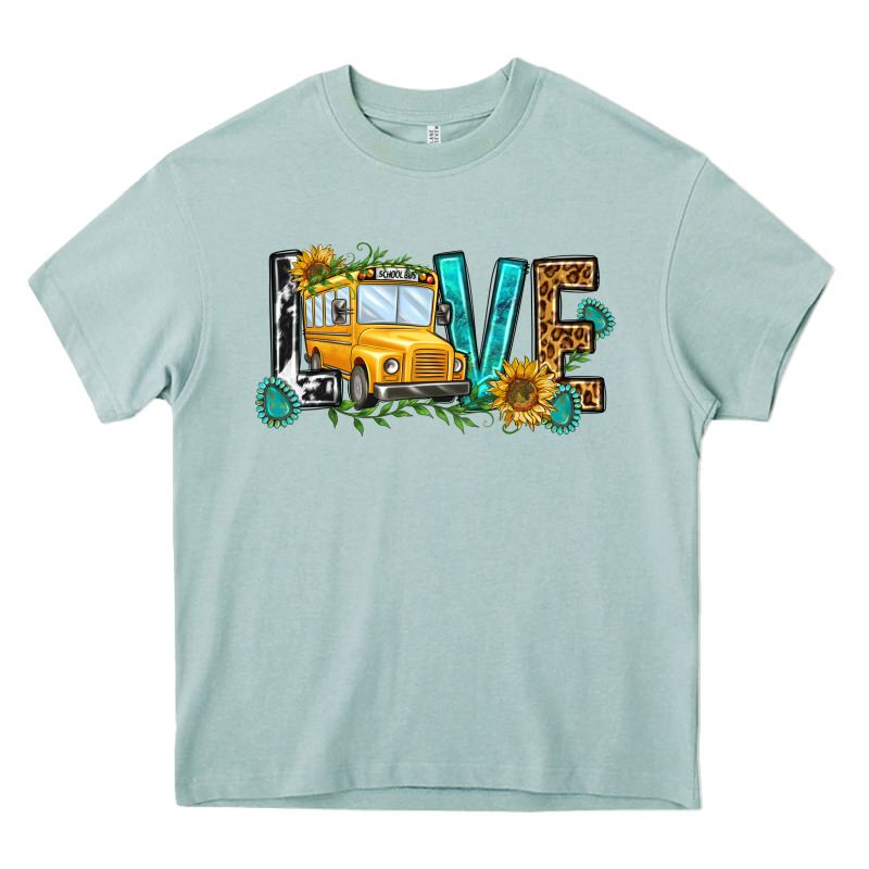 School Bus Love Heavy Core Tee by NancyCooperArtShop | Teevron