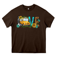 Chocolate Brown school bus love Heavy Core Tee - NancyCooperArtShop