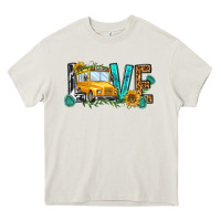 Cream school bus love Heavy Core Tee - NancyCooperArtShop