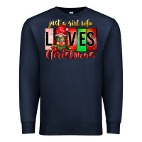 Navy just a girl who loves christmas Premium Sweatshirt - CowhideDigitalArt