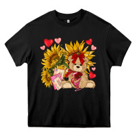 Black valentines day sunflowers with bear hjf Heavy Core Tee - NancyCooperArtShop