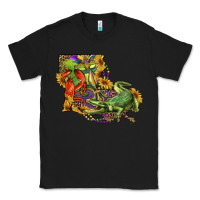 Black louisiana map with mardi gras crocodile Classic Tee - RanaPortraitStore
