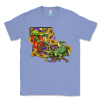 Colony Blue louisiana map with mardi gras crocodile Classic Tee - RanaPortraitStore