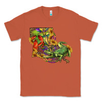 Copper louisiana map with mardi gras crocodile Classic Tee - RanaPortraitStore