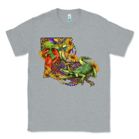 Heather Grey louisiana map with mardi gras crocodile Classic Tee - RanaPortraitStore