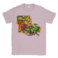 Lilac louisiana map with mardi gras crocodile Classic Tee - RanaPortraitStore