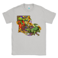 Moon Dust louisiana map with mardi gras crocodile Classic Tee - RanaPortraitStore