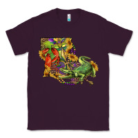 Plum louisiana map with mardi gras crocodile Classic Tee - RanaPortraitStore