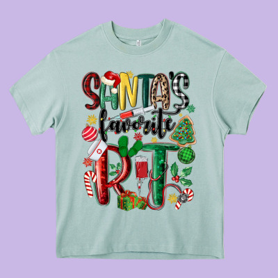 Santas Favorite Rt Nurse Heavy Core Tee Designed By Maliassmallbusiness