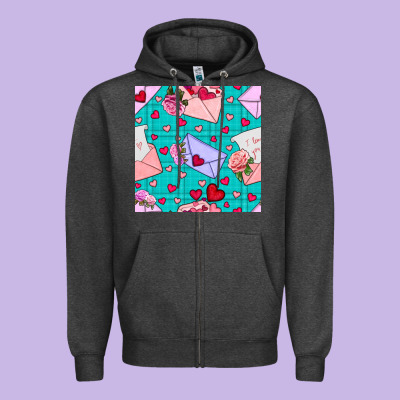 Valentines Day Love Letter And Envelope Zipper Hoodie Designed By Bundleandbundleshop