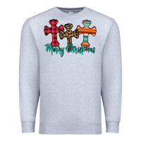 Heather Grey merry Christmas cross Premium Sweatshirt - CowhideDigitalArt