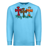 Ocean Blue merry Christmas cross Premium Sweatshirt - CowhideDigitalArt