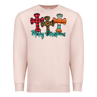 Pale Pink merry Christmas cross Premium Sweatshirt - CowhideDigitalArt