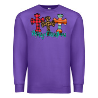 Purple merry Christmas cross Premium Sweatshirt - CowhideDigitalArt