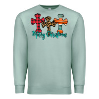Seafoam merry Christmas cross Premium Sweatshirt - CowhideDigitalArt