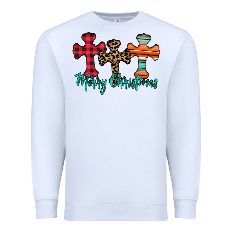 Merry Christmas Cross Premium Sweatshirt by CowhideDigitalArt | Teevron