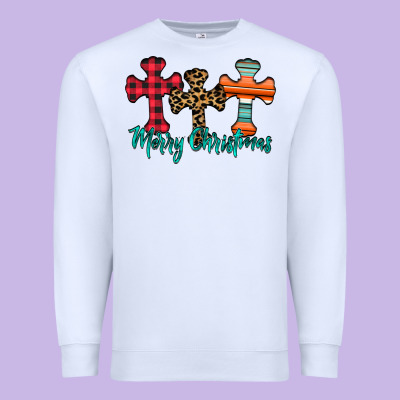 Merry Christmas Cross Premium Sweatshirt Designed By Cowhidedigitalart