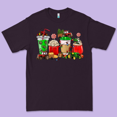 Christmas Tractor Coffee Cup Premium Tee Designed By Nancycooperartshop