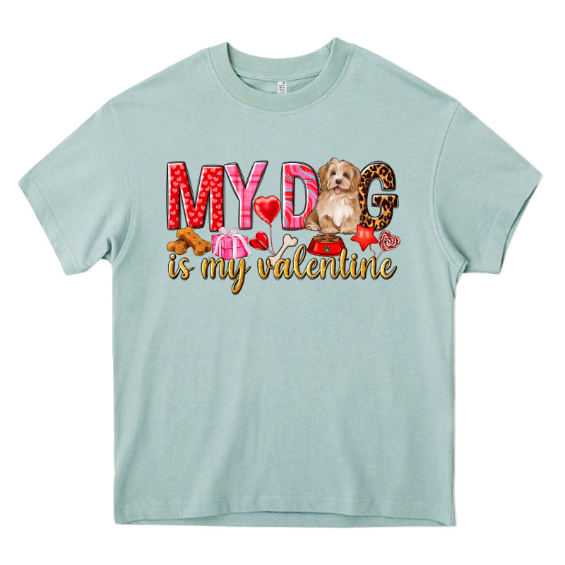 My Dog Is My Valentine Heavy Core Tee by NancyCooperArtShop | Teevron