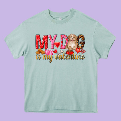 My Dog Is My Valentine Heavy Core Tee Designed By Nancycooperartshop