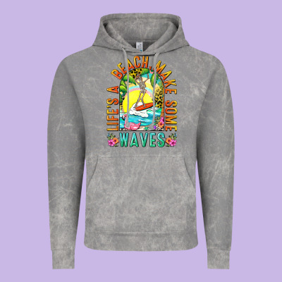 Life's A Beach Make Some Waves Vintage Hoodie Designed By Nancycooperartshop