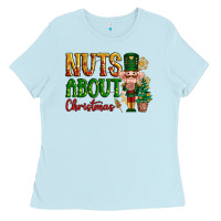 Baby Blue Nuts about Christmas Nutcracker Ladies Tee - NancyCooperArtShop