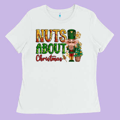 Nuts About Christmas Nutcracker Ladies Tee Designed By Nancycooperartshop