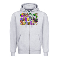 Heather Grey happy mardi gras Zipper Hoodie - FaDigitalArtStudio
