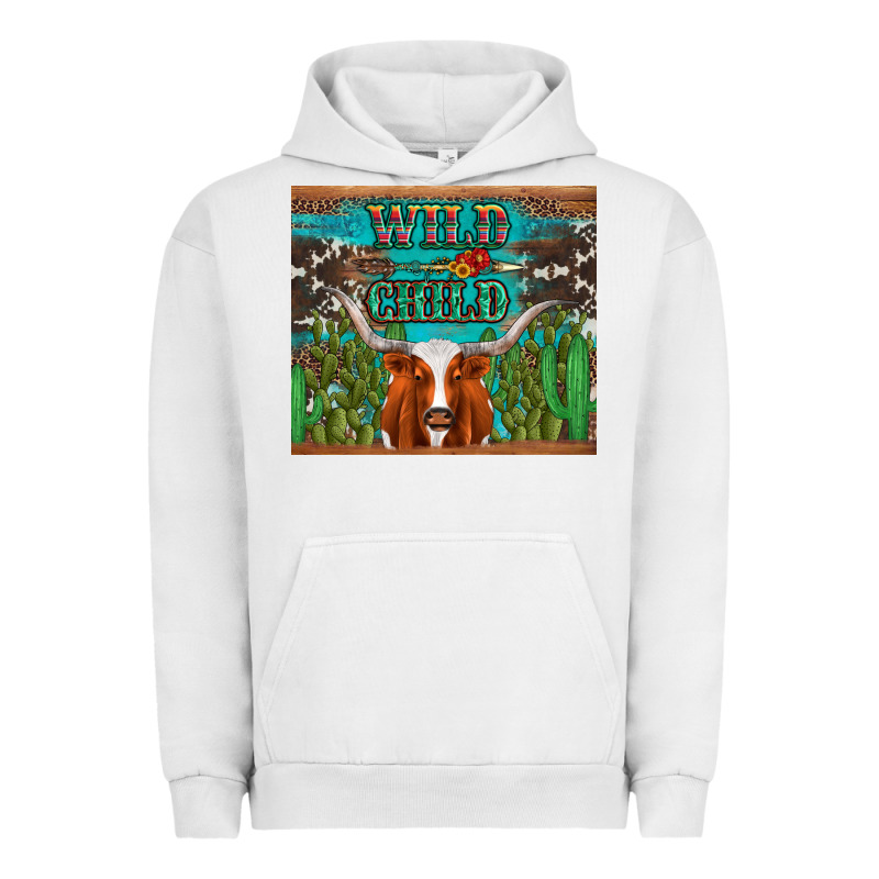 Whild Child Longhorn  Cactus Cowhide Urban Hoodie by Artiststas | Teevron