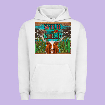 Whild Child Longhorn  Cactus Cowhide Urban Hoodie Designed By Artiststas