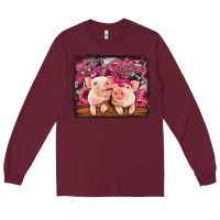 Burgundy be mine valentine's day pigs Long Sleeve Tee - Jasminsmagicworld