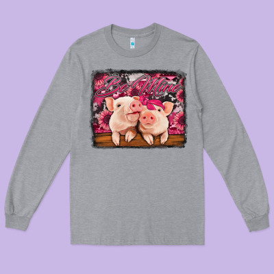 Be Mine Valentine's Day Pigs Long Sleeve Tee Designed By Jasminsmagicworld
