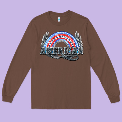 American Rainbow Long Sleeve Tee Designed By Howdyjamesfarm