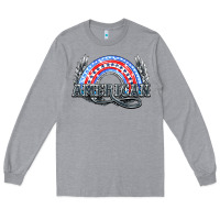 Heather Grey American rainbow Long Sleeve Tee - HowdyJamesFarm