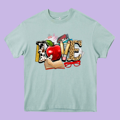 Teacher School Love Heavy Core Tee Designed By Nancycooperartshop