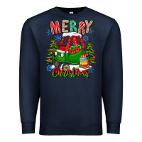 Navy merry christmas car Premium Sweatshirt - CowhideDigitalArt