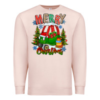 Pale Pink merry christmas car Premium Sweatshirt - CowhideDigitalArt