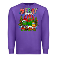 Purple merry christmas car Premium Sweatshirt - CowhideDigitalArt