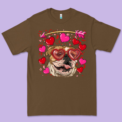 Valentine's Day  Brown English Bulldog Premium Tee Designed By Ranaportraitstore