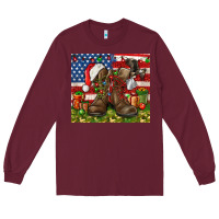 Burgundy Army Veteran Boots Christmas Tumbler 4th of july Long Sleeve Tee - HowdyJamesFarm