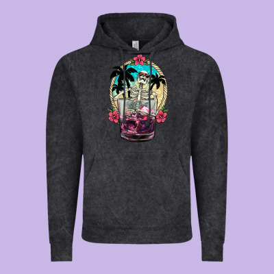 Summer Skeleton Cocktail Vintage Hoodie Designed By Nancycooperartshop